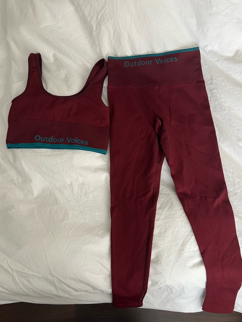 Outdoor Voices Ribbed leggings and bra set